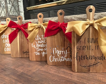 christmas themed cutting board sign