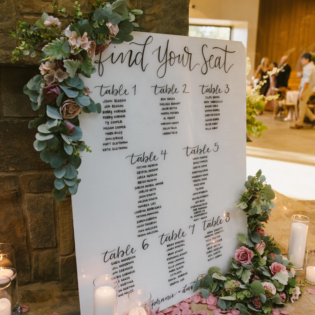 Custom Hand-lettered Acrylic Seating Chart - Etsy