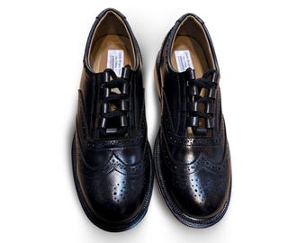 Men’s Black Leather Ghillie Brogues  Scottish Kilt Shoes Sizes US 7–15
