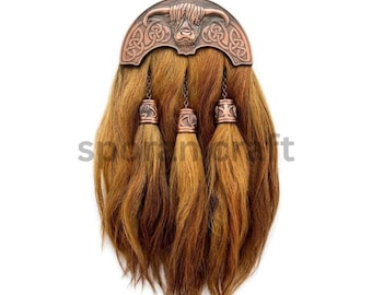 Scottish Full Dress Sporran Goat Hair Genuine Leather Back Three Tassels Chain Belt