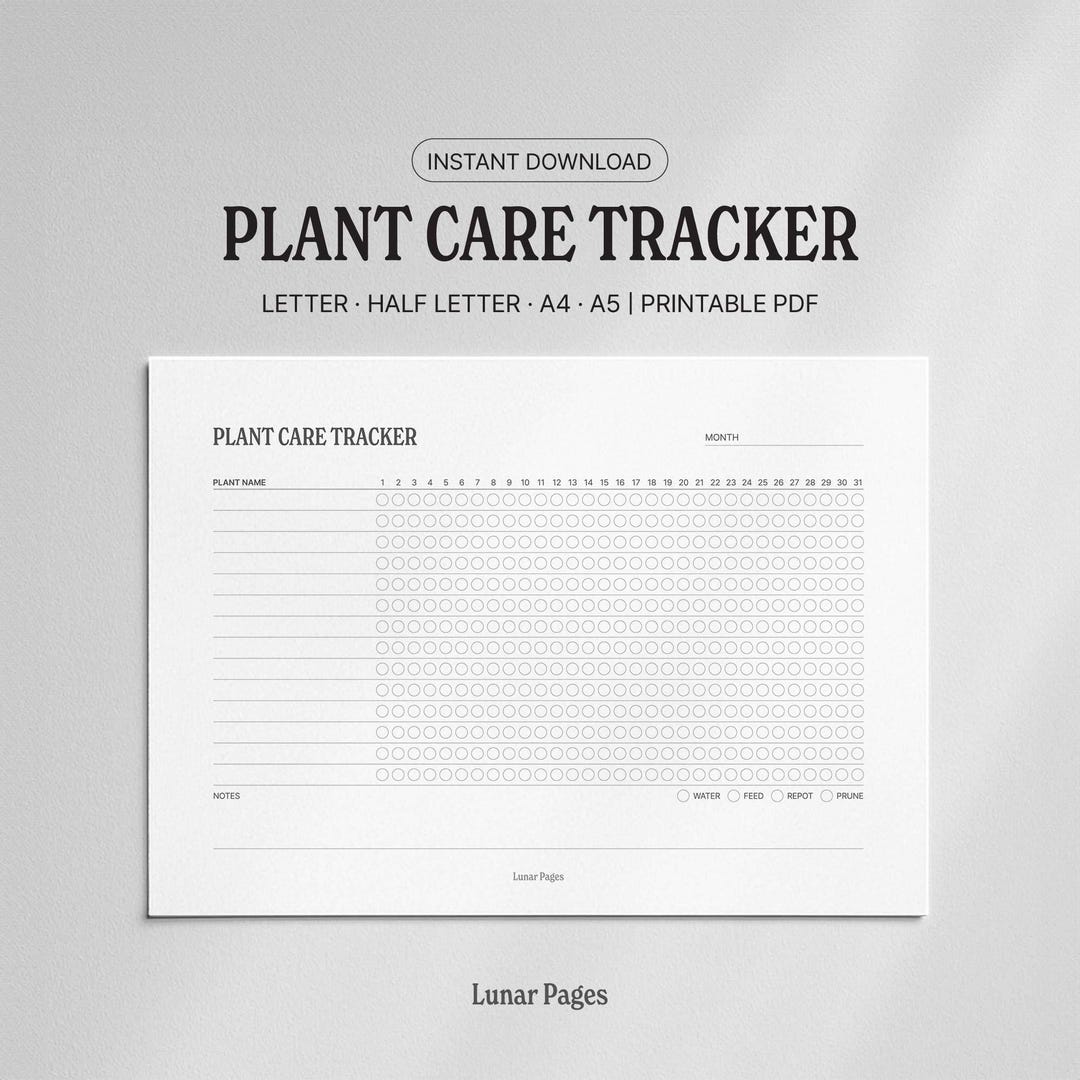Plant Care Tracker Printable | Simple Garden Planner | Watering Log PDF ...