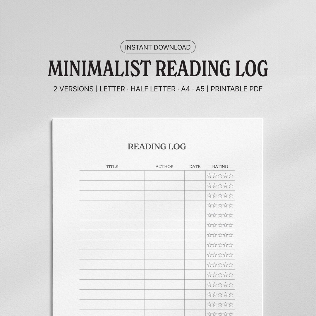 Reading Log Printable | Book Tracker Template | Simple Reading Journal ...