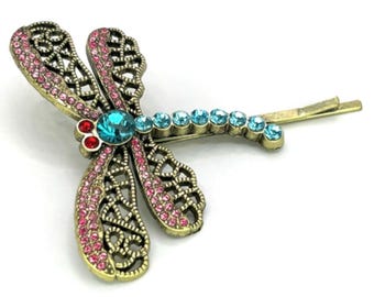 Coraline inspired Dragonfly hairpin with crystals