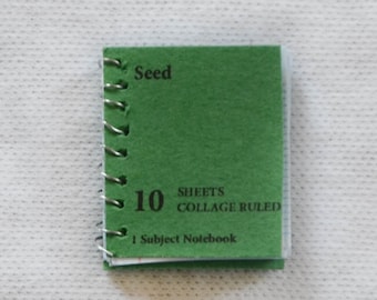 Dollhouse Miniature GreenSpiral Notebook with Lined Pages - Really Opens