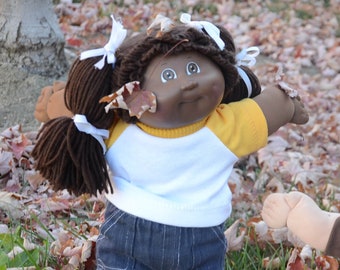 Cabbage Patch Doll Clothes for 16&quot; to 18&quot; for Boy or Girl Dolls - Handmade Gold and White T-Shirt