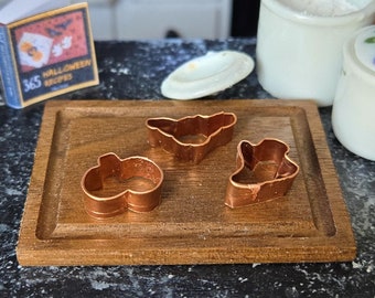 Dollhouse Miniature Halloween - Copper Cookie Cutter Set - Pumpkin, Bat, Ghost
