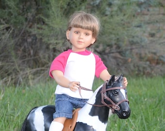 23" Girl Doll Clothes - Fits My Twinn - Pink and White T-Shirt - Handmade
