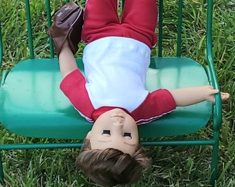 18&quot; Boy Doll Clothes - Fits American Doll - Götz - Red and White Sweats Outfit - Handmade