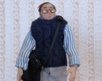 Dollhouse Miniature Doll, Middle Aged Man, Full Body Silicone, Flexible, Tom McBeog