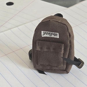 Dollhouse Miniature Brown Backpack with Functioning Pockets and Realistic Straps
