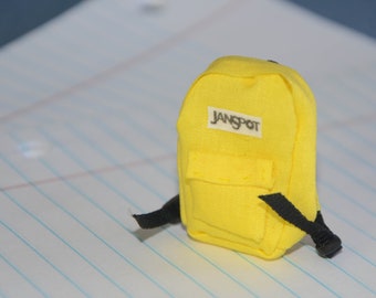 Dollhouse Miniature Yellow Backpack with Functioning Pockets and Realistic Straps