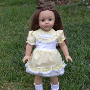 Fits American Girl Sized - 18&quot; Doll Easter Dress - Also Fits Götz - Madame Alexander - Our Gen -Delightful Duchess Daffodil Dress - Handmade