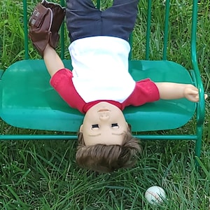 18&quot; Boy Doll Clothes - Fits American Doll - Gotz - Red and White T-Shirt - Handmade