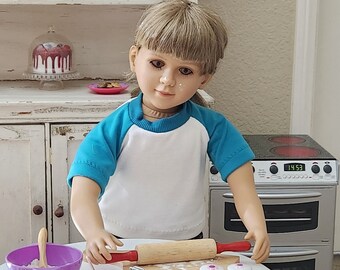 23" Girl or Boy Doll Clothes - Fits My Twinn - Teal and White T-Shirt - Handmade