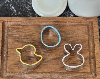 Dollhouse Miniature Easter - Aluminium Cookie Cutter Set - Chick, Bunny, Egg