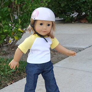 18&quot; Girl Doll Clothes - Fits American Girl - Götz - Yellow and White T-Shirt - Handmade