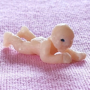 Dollhouse Miniature Doll, Scooting Baby Girl, Unpainted Full Body Silicone, Flexible