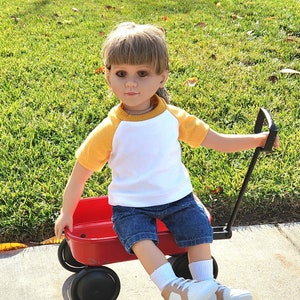 23&quot; Boy or Girl Doll Clothes - Fits My Twinn - Gold and White Doll T Shirt - Handmade