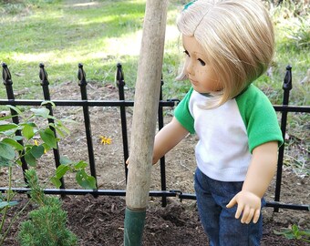 18" Girl Doll Clothes - Fits American Girl - Götz - Kelley Green and White T-Shirt - Handmade