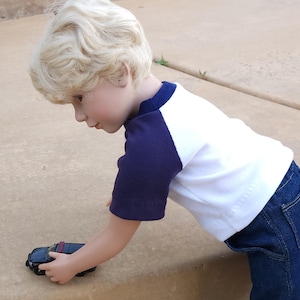 My Twinn 23&quot; Handmade Boy Doll Navy and White T Shirt