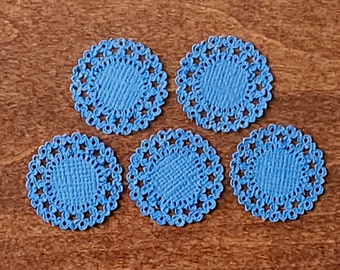 Dollhouse Miniature Paper Doilies with Star Pattern, Set of 5 Navy Blue