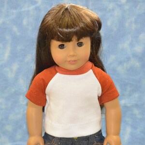 18&quot; Doll Clothes - Fits American Doll - Gotz - Sparkle Orange and White T-Shirt - Handmade