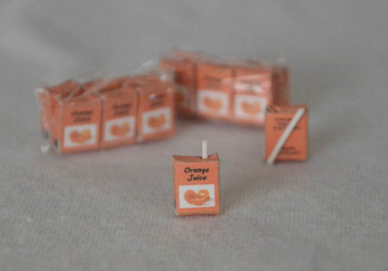 Dollhouse Miniature Orange Juice Boxes Pack of 6 w/Straws Etsy