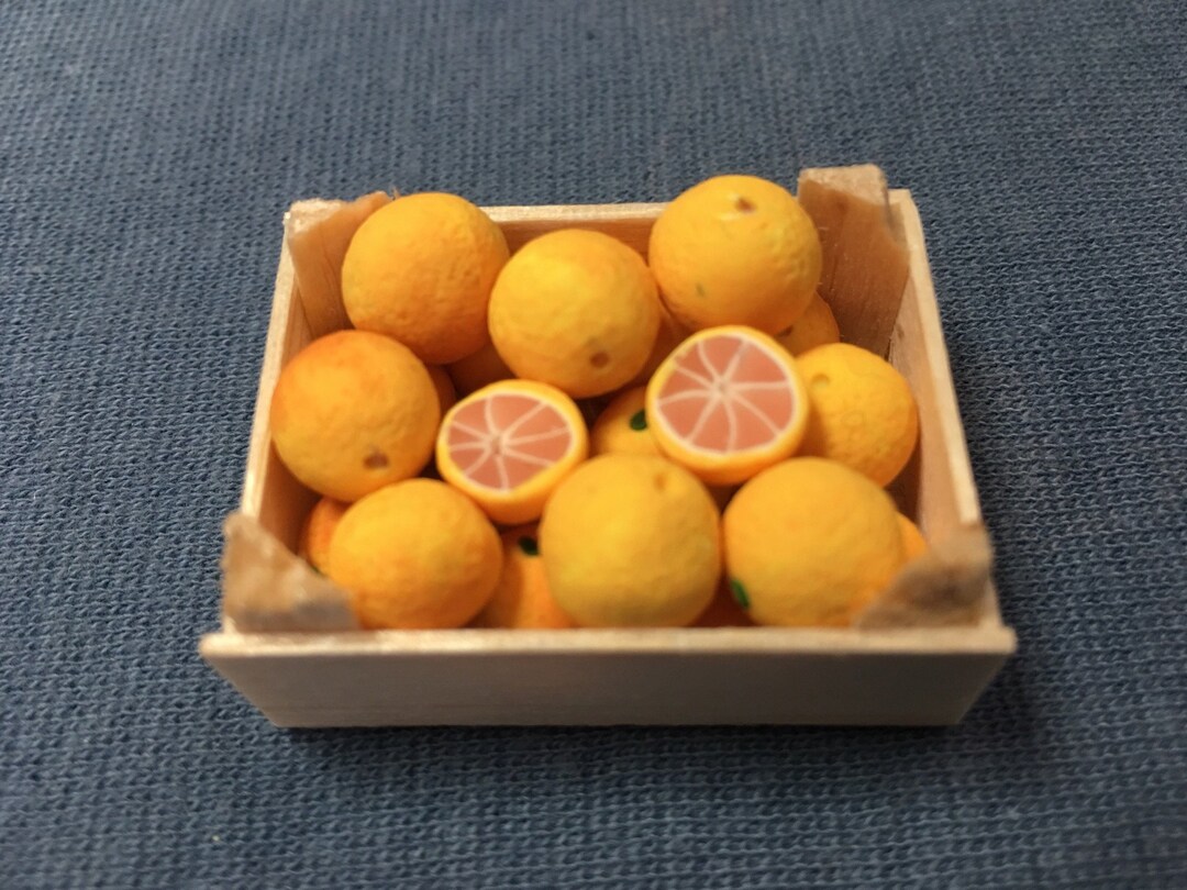 1 Inch Food One Inch Scale Dollhouse Miniature Food - Pink Grapefruit in Crate ...