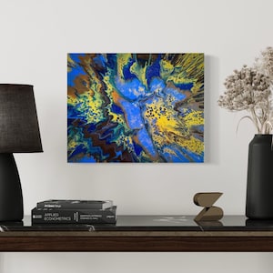 Abstract Spin Art, 16 x 20 canvas, acrylic painting, fluid art, OOAK