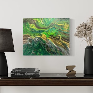 Abstract Spin Art, 16 x 20 canvas, acrylic painting, fluid art, OOAK