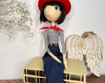 Art Cloth Doll Sailor, OOAK, collectible doll, home decor