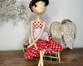 Art Cloth American Housewife , OOAK, collectible doll, home decor