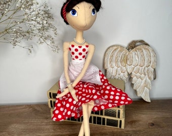 Art Cloth American Housewife, OOAK, Sammlerpuppe, Wohndekor