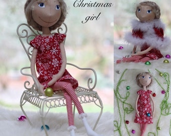 Cloth Doll Sewing e-Pattern & Tutorial Christmas Girl PDF DIY