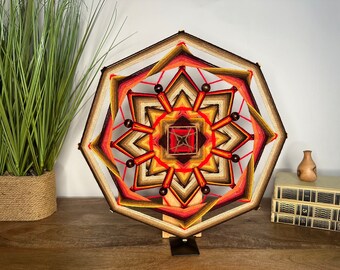 OOAK Yarn Mandala Ojos de Dios, wall decor, room decor, 15.5  inches