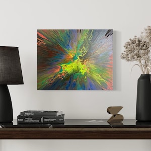 Abstract Spin Art, 16 x 20 canvas, acrylic painting, fluid art, OOAK