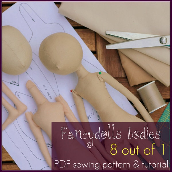 Cloth Doll Sewing Pattern & Tutorial Fancydolls bodies PDF  8 out of 1 DIY