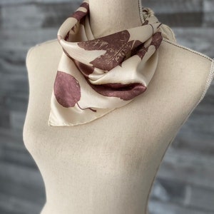 OOAK Eco Printed 100% Silk Scarf, square 21x21