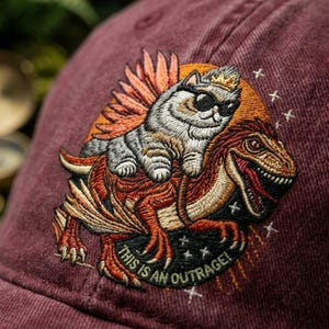 Dungeon Crawler Carl Embroidered Hat, Princess Donut And Mongo Cap, Washed Dad Hat, Embroidery Patch Baseball Cap, Fantasy Reader Hat