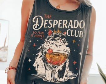 Camiseta sin mangas Desperado Club Comfort Colors 9360, camiseta vintage con estampado western, camiseta vaquera de rodeo, conjunto para concierto country, camiseta sin mangas teñida en prenda.