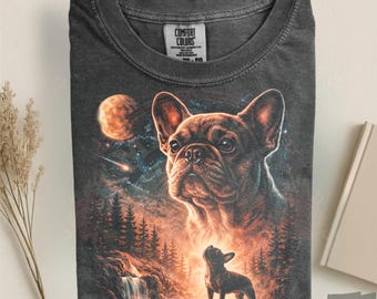 French Bulldog Howling To The Moon T-Shirt, Vintage Graphic Dog Lover Shirt, Gift Bulldog Mom, 90s Full Moon Dog Shirt, Silly Frenchy Shi