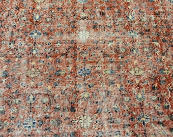 7x10 Oversized Area Oushak Rug, Handmade Turkish Rug, Vintage Wool Carpet, Boho Living Room Rug, Rugs for living room