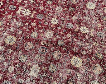 7x10 Vintage Oushak Rug, Turkish Rug, Vintage Wool Carpet, Boho Living Room Rug, Rugs for living room