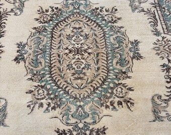 Vintage Turkish Handknotted Wool Rug, Bohemian Living Room Area Rug