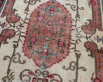 4x7 Vintage Rug, Turkish rug, Wool Carpet, Living Room Rug, Bedroom Rug