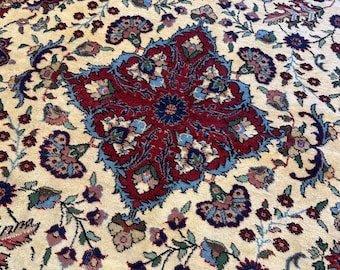 7x11 Vintage Floral Area Rug, Turkish Rug, Beige Rug, Oversized Rug, Living Room Rug, Oushak Rug, Bedroom Rug, Bohemian Rug, 7'1"x11'2"