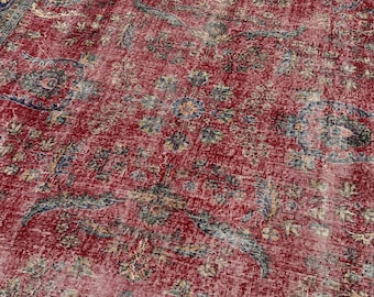 Alfombra vintage roja floral de 9x13 pies, alfombra turca, alfombra roja, alfombra extragrande, alfombra para sala de estar, 9’x12’7”, alfombra anatolia, decoración bohemia