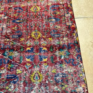 Alfombra Oushak vintage de 6x9, alfombra turca, alfombra de lana vintage, alfombra bohemia para sala de estar, alfombras para sala de estar, alfombra para dormitorio imagen 10