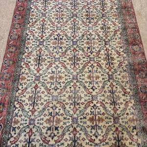 Alfombra Oushak de lana vintage color crema beige de 5x8 pies, alfombra hecha a mano, alfombra turca, alfombra para sala de estar, alfombra bohemia, alfombra para dormitorio. imagen 8