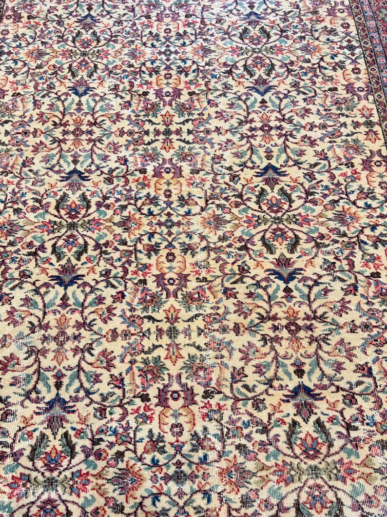 7x10 Vintage Rug, Turkish Rug, Red Rug, Oversized Rug, Living Room Rug, Antique Rug, Oushak Rug, Bedroom Rug, Office Rug, 6'8"x10’ image 14